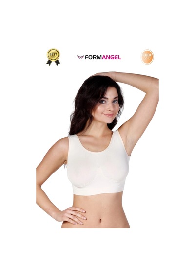 Form Angel Büstiyer Dikişsiz Seamless Kadın Esnek Yumuşak Kumaş Kalın Askılı Pedsiz Spor Büstiyer - 2 Adet Ten