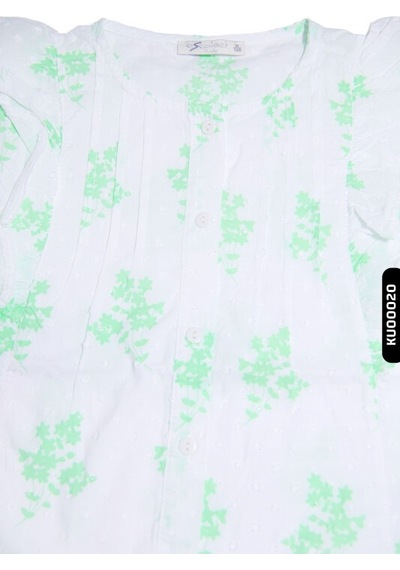 Xo Kids Kız Çocuk Gömlek 1-14 Yaş 813 Ku00020 Beyaz - Yeşil