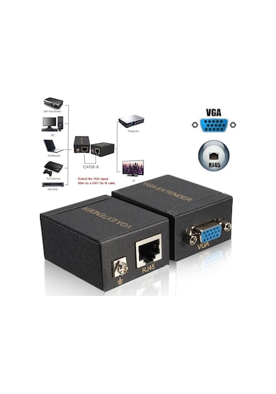 Vga Extender Adaptörsüz Cat5 Cat 6 Ile 60 Metre Vga Uzatma