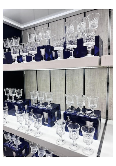 6 Lı Cam Ayaklı Kahve Yanı Su Bardağı Bardak 120ml