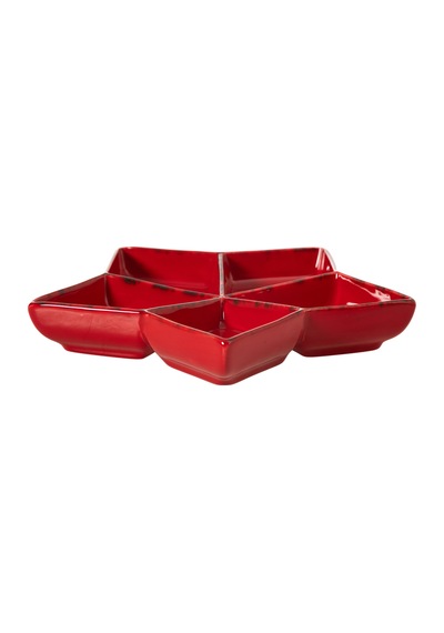 Mudo Home Star Bölmeli Sunum Tabağı 27cm Kırmızı