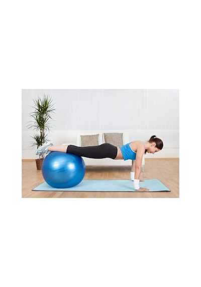 55 Cm Fitilli Pilates Topu + Sünger Saplı Şeklinde Direnç Lastiği Seti