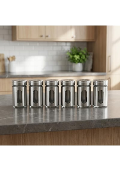 6'lı Set Paslanmaz Çelik Kaplı Cam Baharatlık, 8 Cm - Şeffaf Pencereli, İnox Döner Kapaklı Tuzluk Ve Baharat Takımı Çok Renkli 6'lı Set Paslanmaz Çelik Kaplı Cam Baharatlık, 8 Cm - Şeffaf Pencereli, İnox Döner Kapaklı Tuzluk Ve Baharat Takımı Çok Renkli