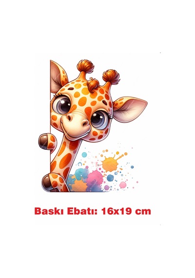 Zürafa Ütü İle Yapışan Tekstil Kumaş Tişört Dtf Baskı 3638