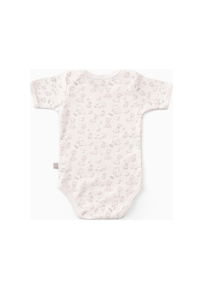 Boumini Bebek Çıtçıtlı Kısa Kollu Body Zarf Yaka Zürafa - Zürafa Çok Renkli