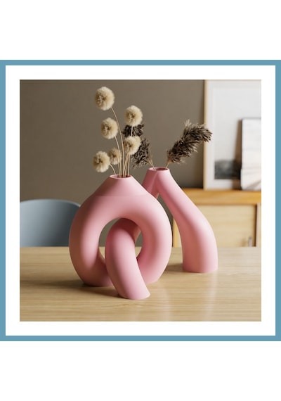 Bezos 3d Baskı Interlocking Vazo - İç İçe Geçen Dekoratif Vazo-pembe Mbt06