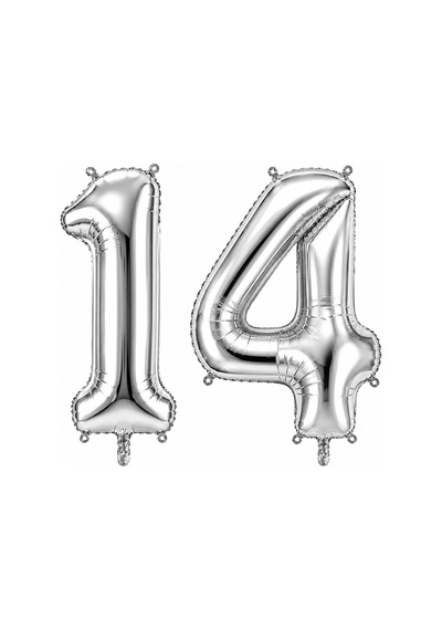 14 Rakam Folyo Balon Gümüş Rengi 36 Cm