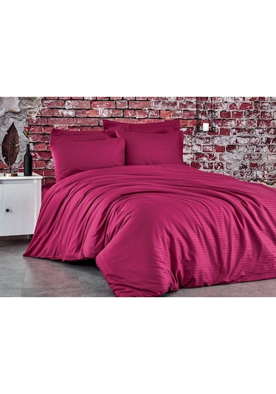 Komfort Home Battal Boy Çizgili Pamuk Saten Nevresim Takımı (435498233) Bordo