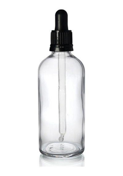 Şeffaf Cam Şişe 100 Ml Sıkmalı Damlalıklı Kapak 18 Mm