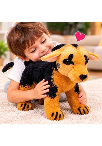 Sesli Peluş Köpek 40 Cm Havlayan Gerçekçi Sevimli Köpek Oyuncak Kahverengi