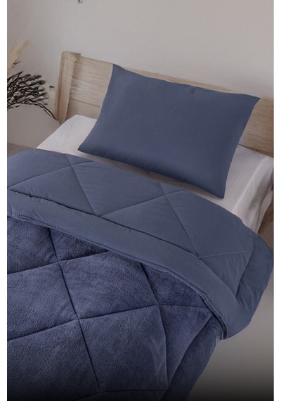 Lüks Wellsoft Çift Taraflı Yumuşak 4 Mevsim Konfor Yorgan Seti Yorgan Uyku Seti 155 X 215 Cm Mavi
