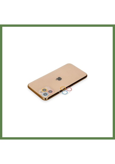 Bezos İphone 11 Pro Max Uyumlu Renkli Kamera Lens Koruma Cam - Pembe-mavi Hb006