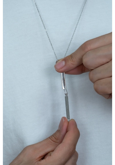 Kişiye Özel Nested Çift Isimli Çubuk Bar Unisex Kolye Eck32