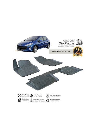 3d Paspas Siyah Peugeot 308 2008+