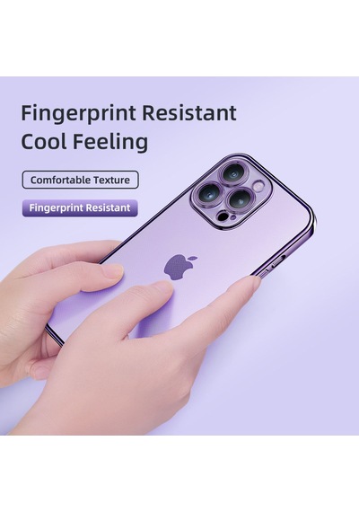 Rock Apple Uyumlu iPhone 14 Pro Max Kılıf Elektrokaplama - Siyah Siyah