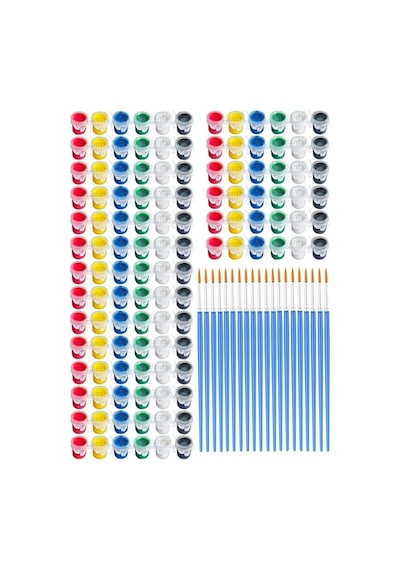Akrilik Boya 3 Ml 6 Renk Resim Fırçası 20 Paket Mini Küçük Akrilik Boya Taş Ahşap Seramik Tuval Alçı Tuval Etk
