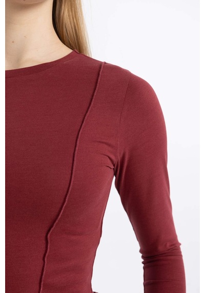 DeFacto Coool Fitted Bisiklet Yaka Basic Düz Crop Uzun Kollu Tişört C4469AX24SPBR182 DeFacto Coool Fitted Bisiklet Yaka Basic Düz Crop Uzun Kollu Tişört C4469AX24SPBR182