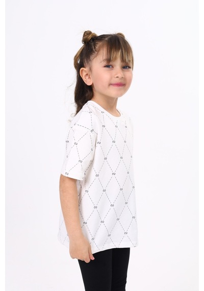 Toontoy Kids Toontoy Unisex Çocuk Baskılı Tişört Ekru