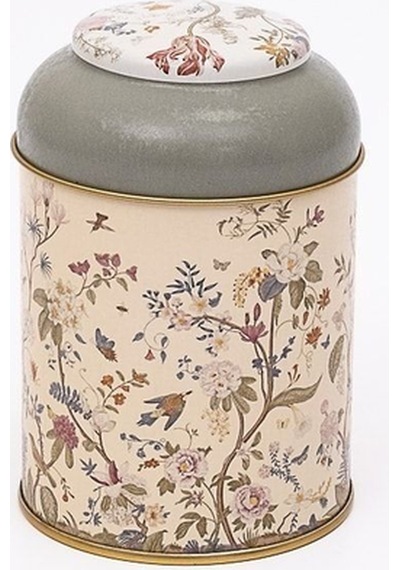 Flora Yellow Desenli Yuvarlak Metal Saklama Kabı, 9 X 11 Cm, 0,6 Lt Desenli