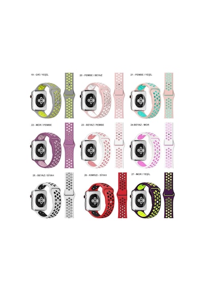 Apple Uyumlu  Watch Kordon 42 44 45 MM 2 3 4 5 6 7 Spor Silikon Kordon
