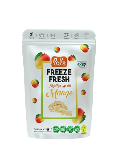 Pol's Freeze Fresh 20 G Mango - Dondurarak Kurutulmuş Doğal Mango Atıştırmalığı 8'li Avantaj Pa Tarı