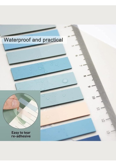 Sticky Notes Şeffaf Renkli Yapışkan Not Kağıtları Defter Yer İmleri Etiket Ayraç 10 Renk 200 Yaprak Gökkuşağı Serisi Kuru Çay