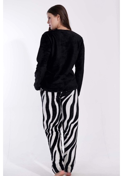 Vienetta Kadın Uzun Kol Welsoft Siyah Pijama Takımı C3t0n3o059 001