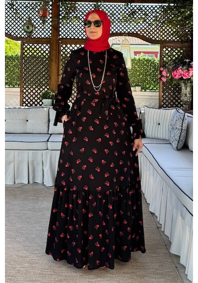 Rabia Şamlı Gül Siyah Elbise Normal