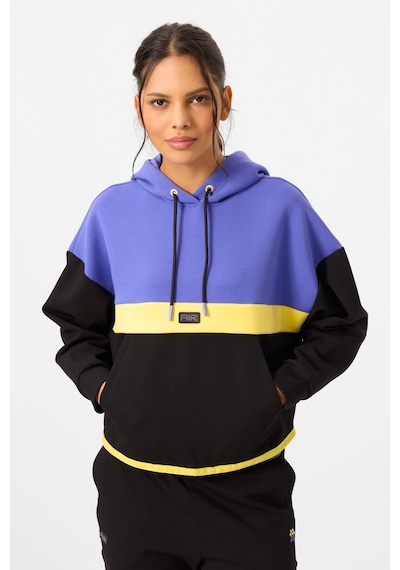 Tommy Life Siyah Kapüşonlu Pamuklu Renk Bloklu Kadın Eşofman Takım - 95327 Siyah