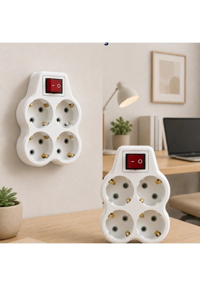 Kablosuz Duvar Tipi Priz Çoğaltıcı 4 Çıkışlı Anahtarlı 2 Adet Avantajlı Set Diğer