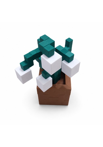 Piksel İnci Çiçeği Biblo - 3d Baskı, Minecraft Esintili Beyaz