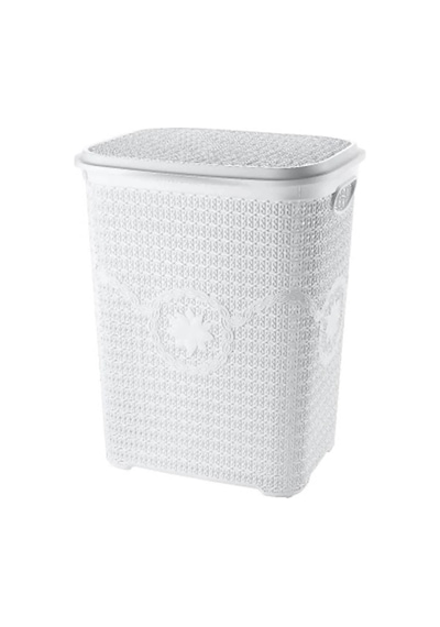 5 Parça Örgü Desenli Plastik Banyo Seti Çamaşır Sepeti Deterjanlık Klik Çöp Kovası Klozet Renkli