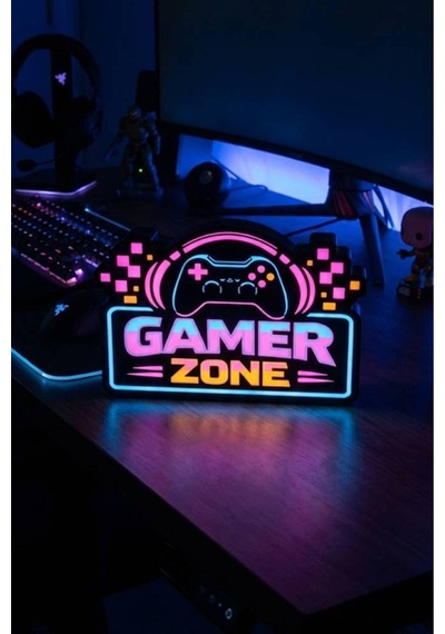 Gamer Zone / Oyuncu Bölgesi Tasarımlı Dekoratif Aydınlatma 23x16cm 603-1