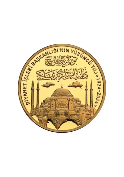 Agakulche Diyanet İşleri Başkanlığı 100.yılı Altın Kaplama Gümüş Sikke Coin