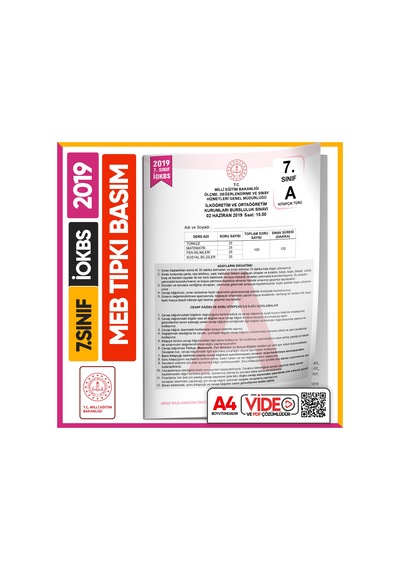 2019 7.Sınıf İokbs Bursluluk Meb Tıpkı Basım Çıkmış Soru Kitapçığı Video/PDF Çözümlü Türkiye Geneli