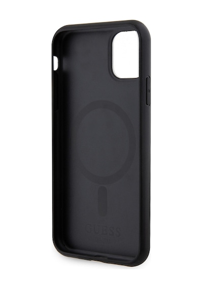 Apple Uyumlu iPhone 11 Kılıf Guess Lisanslı Magsafe Şarj Özellikli Yazı Logolu Saffiano Classic Kapak Siyah