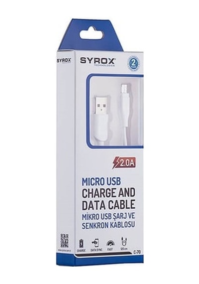 Syrox 2.0A Mıcro Usb Şarj Ve Data Transfer Kablosu (C70)
