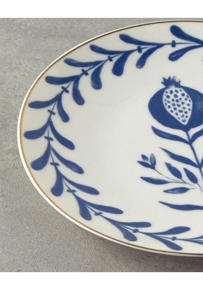 Carnival Tulip Bone Porselen Pasta Tabağı 20 Cm Lacivert-beyaz Çok Renkli