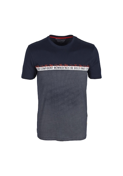 Erkek Lacivert Slim Fit Bisiklet Yaka Baskılı %100 Pamuk Nokta Desenli Jeans 1932-lacivert Lacivert