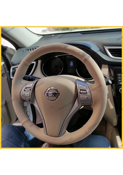 Nissan İxtiral Araca Özel Direksiyon Kılıfı Krem Deri