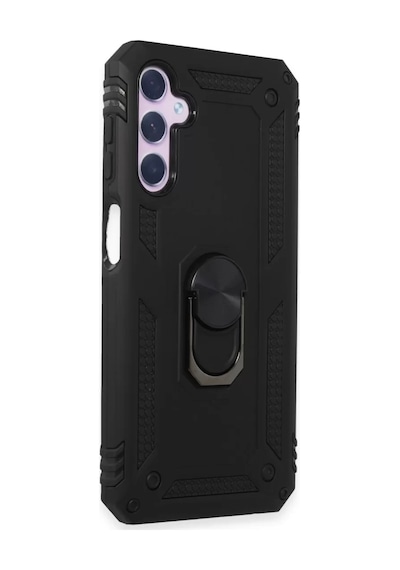 Newface Samsung Uyumlu,  Galaxy A14 4g Kılıf Sofya Yüzüklü Silikon Kapak - Siyah