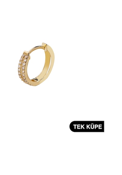 14 Ayar Taşlı Tek Halka Altın Küpe 0,91 Gr-6315