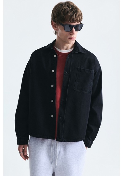 Vamos Oversize Denim Gömlek Siyah