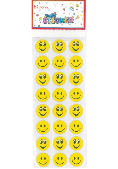Ticon Sticker Renkli Kabartma Gülen Yüz