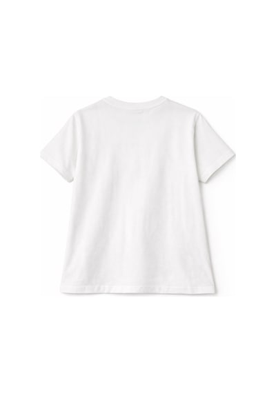 Mixray 2058 Kadın %100 Pamuk Ayıcık Baskılı Bisiklet Yaka T-shirt Beyaz BEYAZ