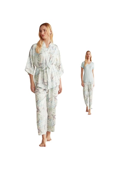 Bsm Kadın Kısa Kol 3 Lü Pijama Takımı Mint
