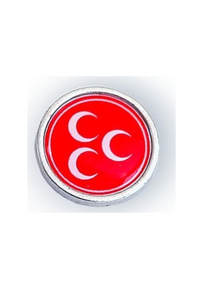 Yörük Tasarım Mhp Milliyetçi Hareket Partisi Damla Mineli Yaka Rozeti Gümüş