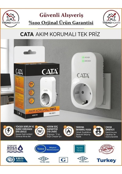 Cata Akım Korumalı Priz - 4000w - 918 Joule Yok
