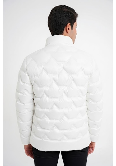 Slim Fit Hakim Yaka Yan Cepli Kaz Tüyü Beyaz Şişme Mont Mt 175 Beyaz