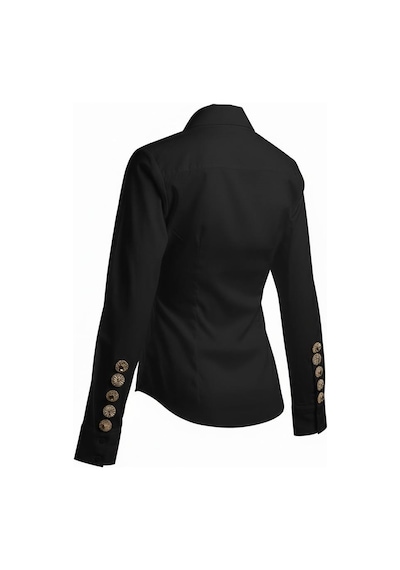 Miss Poem Kadın Siyah Slim Fit Kol Düğme Detaylı Gömlek Siyah